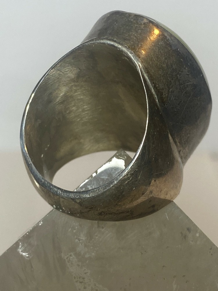 green stone ring sterling silver women men size 8.75