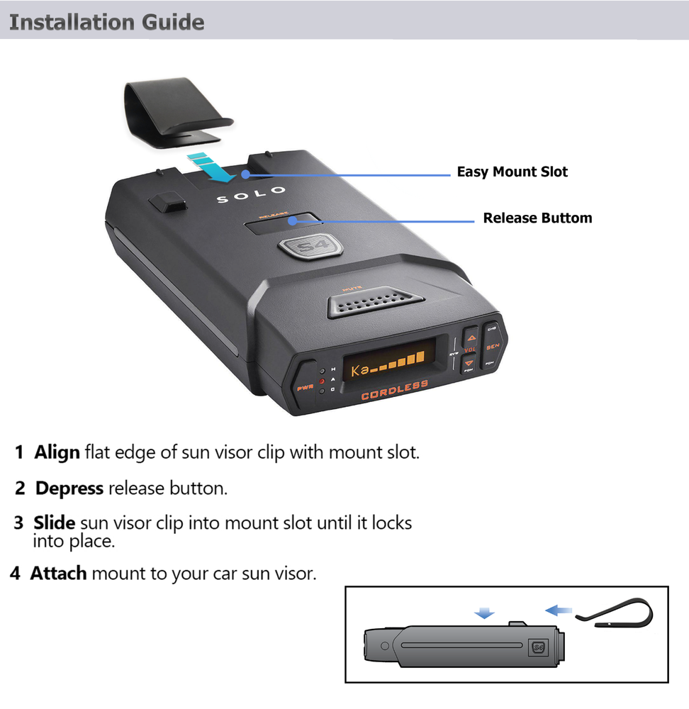 Car Sun Visor Clip Mount For Beltronics STi Driver / Express 795 Radar Detector