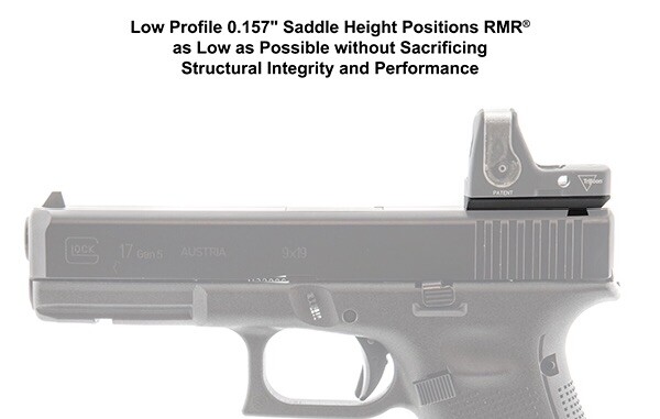 RMR Mount Super Slim for Glock Double Stack Rear Sight Dovetail 0.157" Saddle