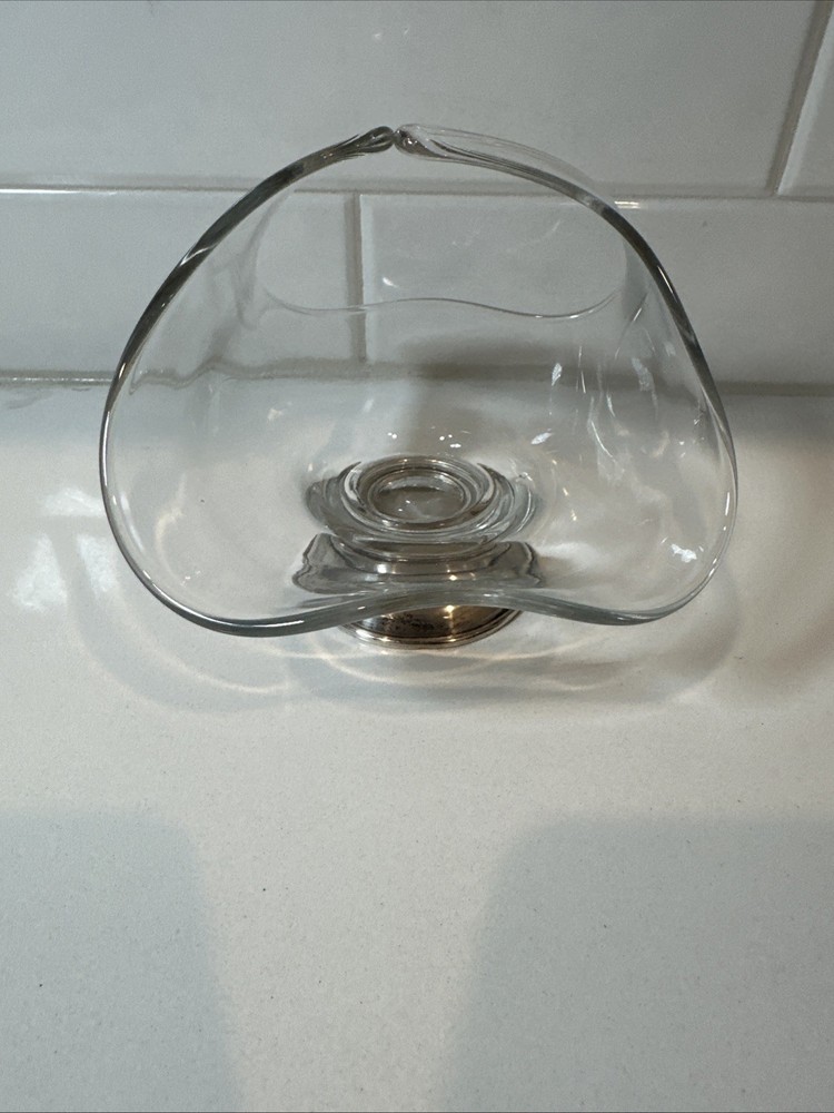 Benjamin & John Yapp Sterling Silver base & Glass Bowl w/ Split Handle