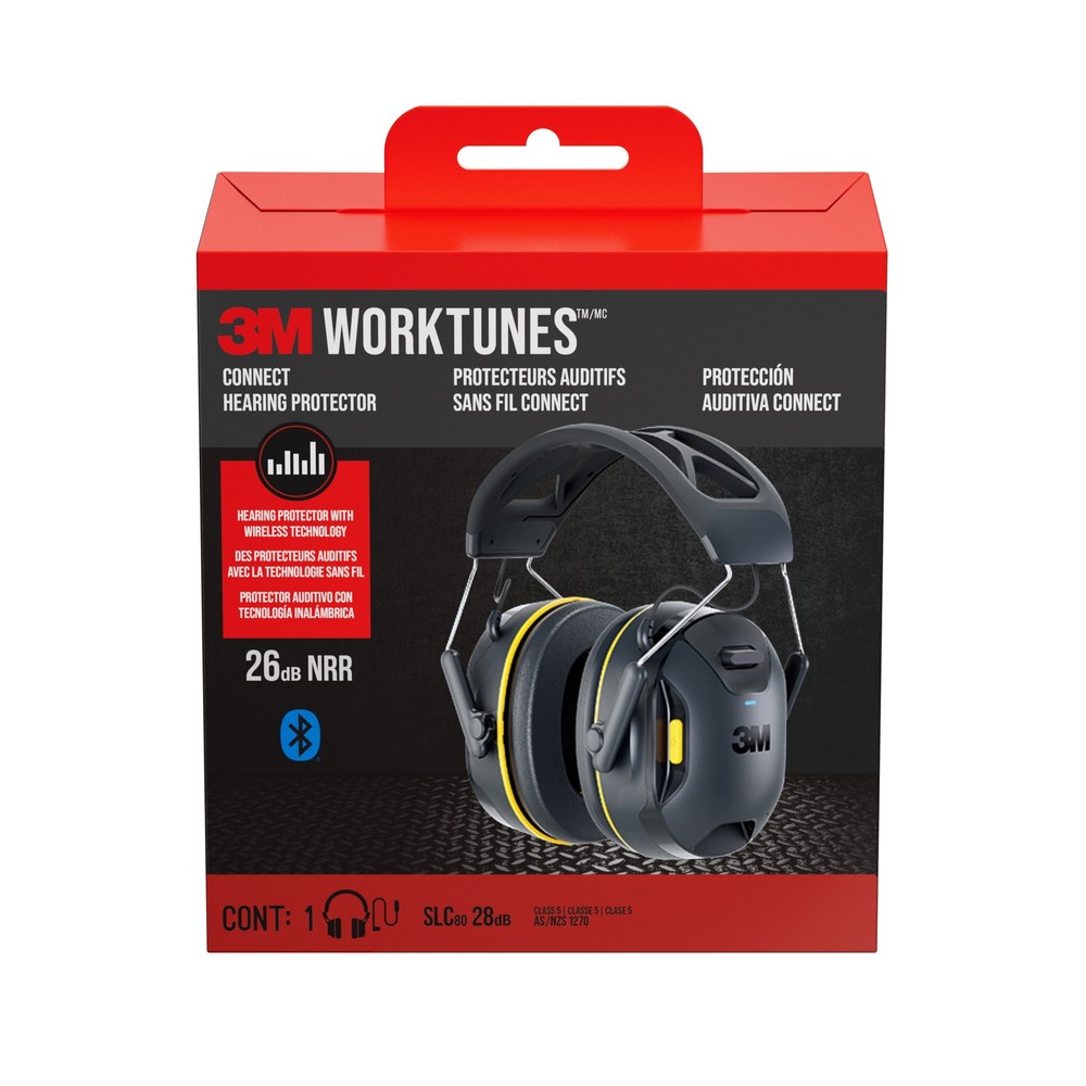 3M WorkTunes Connect Hearing Protector, 26dB NRR, Black, Model# 90570-DC