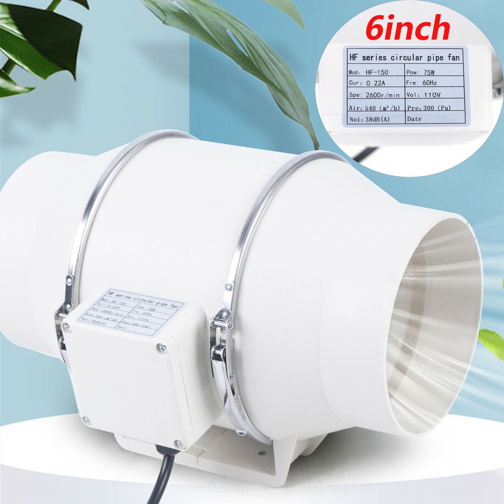 6''High Efficiency Inline Duct Fan for Mixed Flow Ventilation Exhaust System 11V