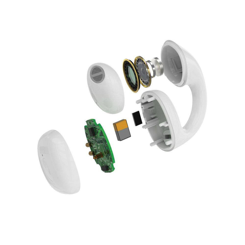 White Truly Wireless Bluetooth Open Ear Clip, Supports Siri and Google Assistant