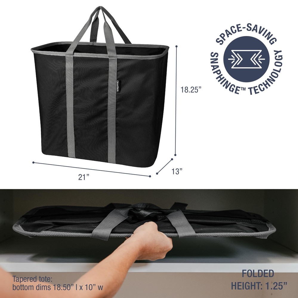 CleverMade Collapsible Laundry Caddy – Foldable 2 Pack, Black Gray
