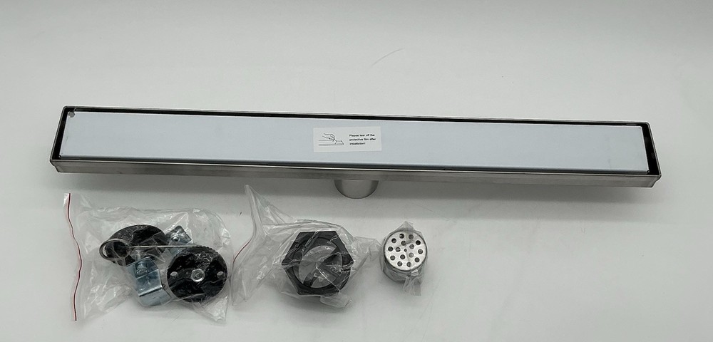 Linear Shower Drain, 24 Inch Invisible 2 in 1 Tile Insert&Flat Cover, (open Box)