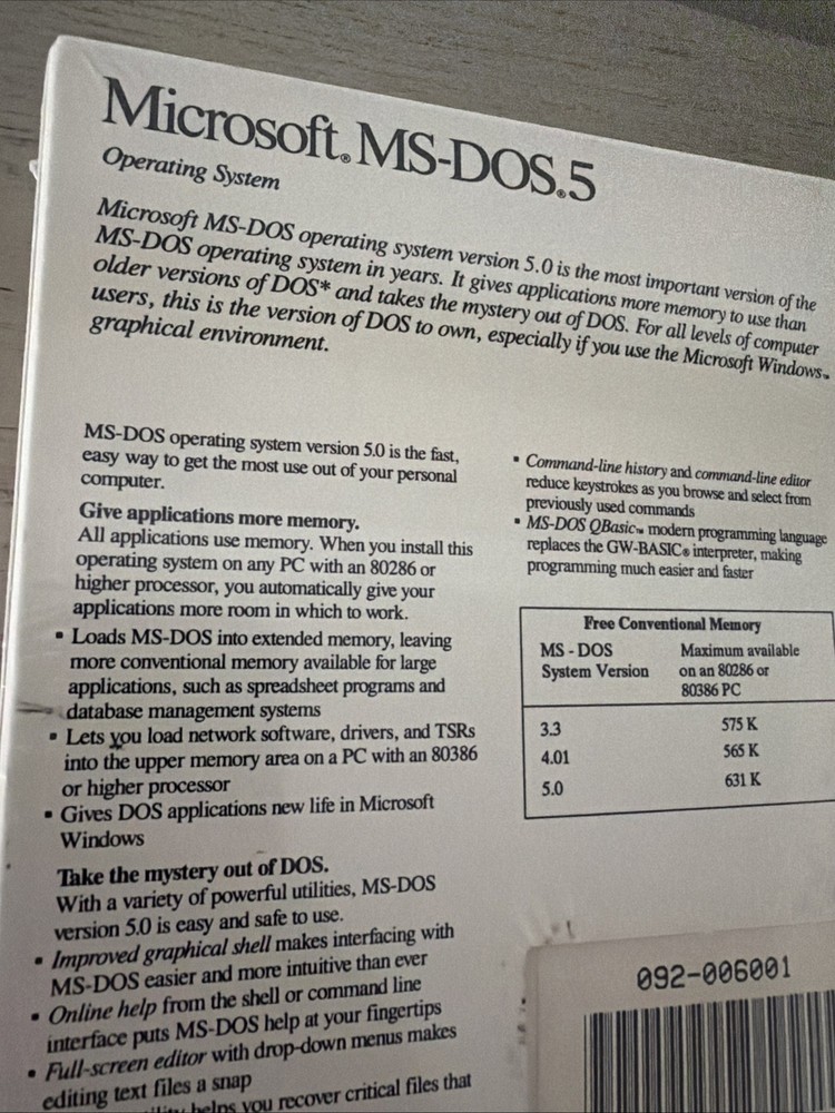 Vintage Microsoft MS-DOS Operating System Ver 5 on 5.25 Disks SEALED MTD