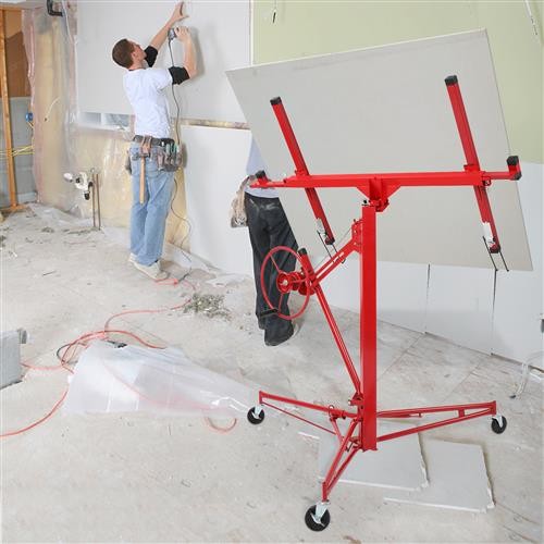 16' Drywall Lifter Panel Hoist Jack Rolling Caster Construction Lockable Tool