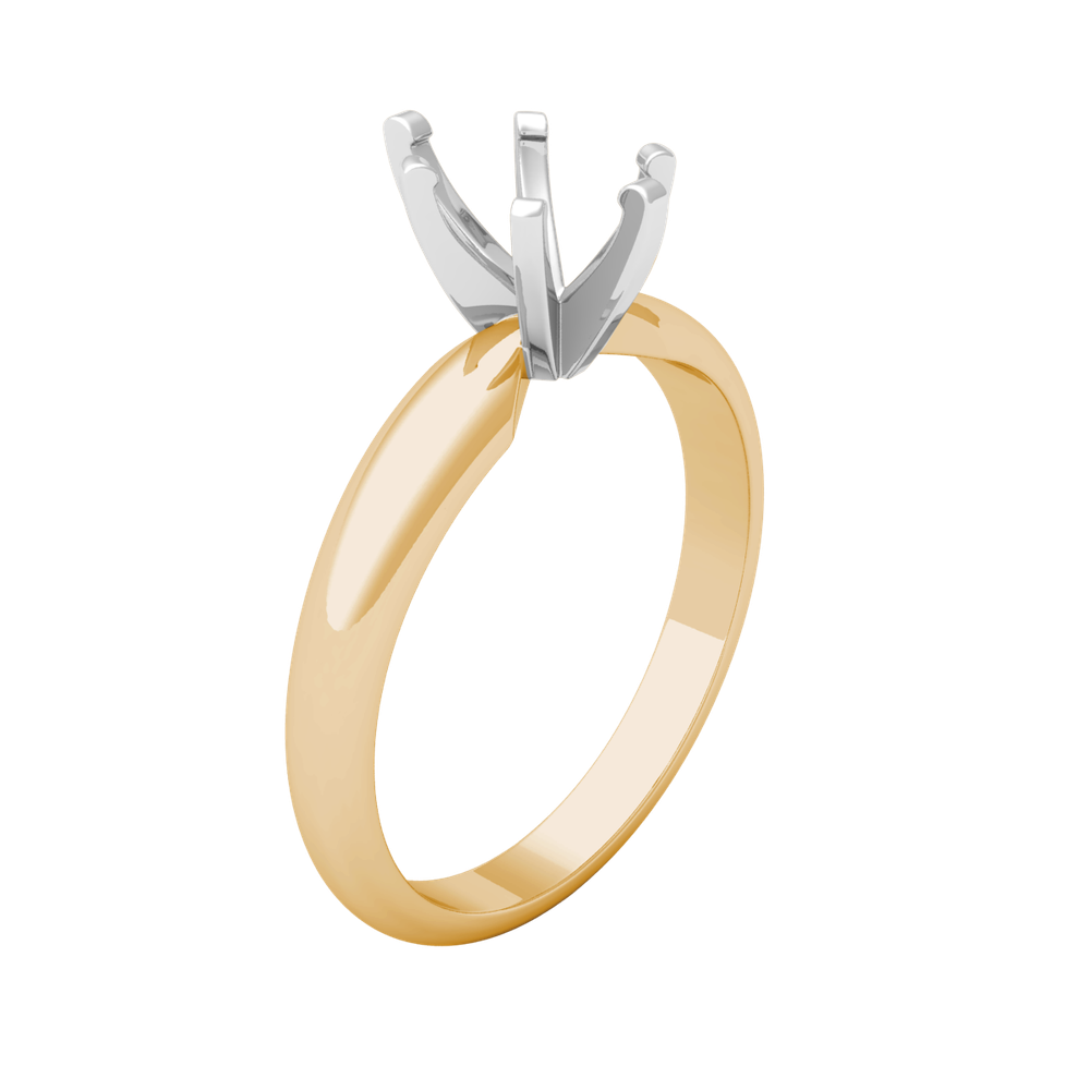 Solid 14k Gold Pear Shaped 6Prong Engagement Ring Setting 0.77CT Dual Tone