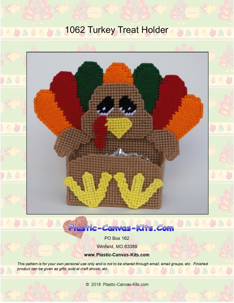 Turkey Treat Holder- Plastic Canvas Pattern or Kit