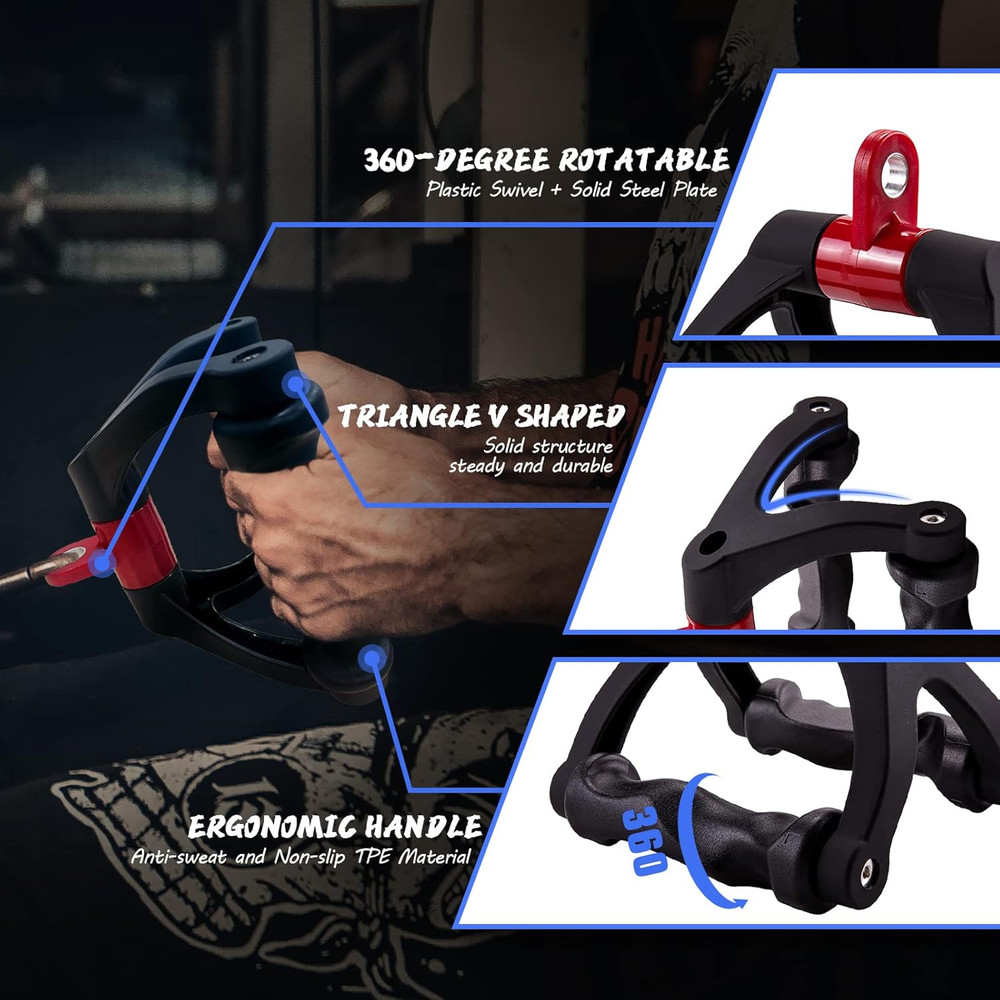 Double D Handle Cable Attachment V Bar Grip for Lat Pulldown & Row