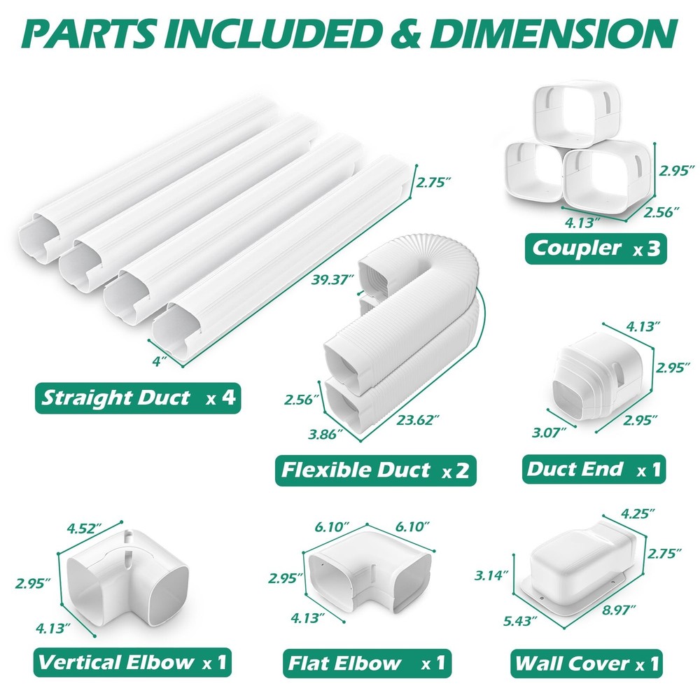 4'' 17 Ft Mini-split Line Set Covers, Line Hide Cover Kit for Mini Split Air ...