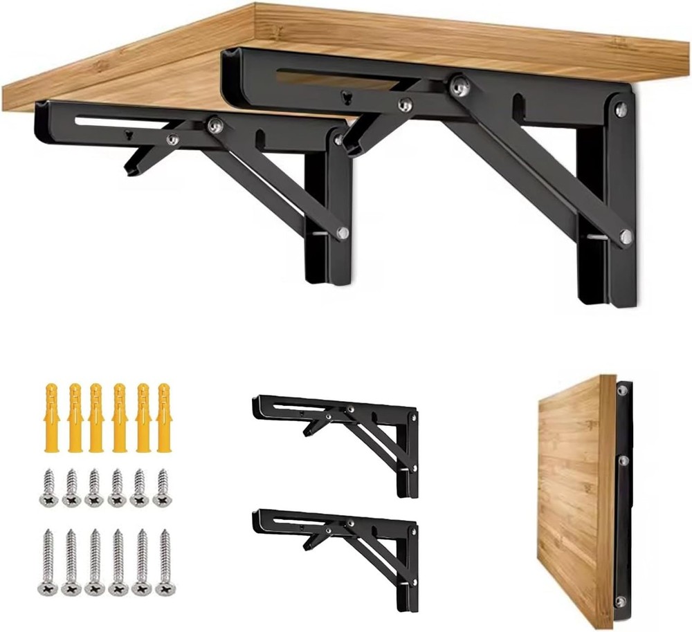 Folding Shelf Bracket 24 Inch 2PC Wall Mounted Collapsible Heavy Duty Foldabl...