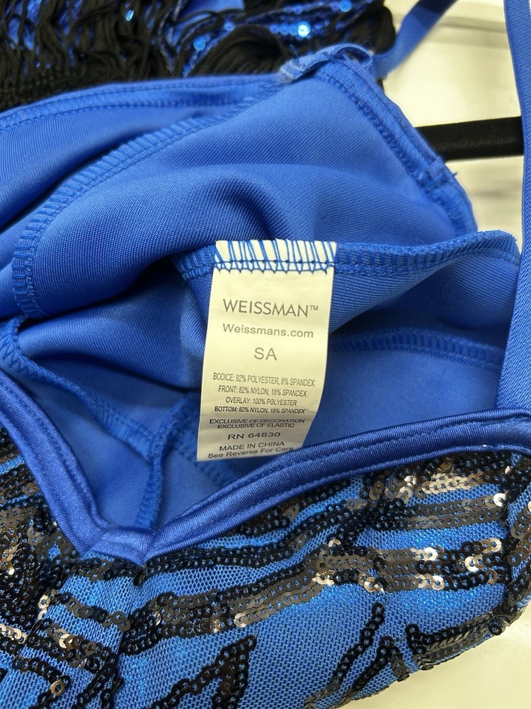 New Weissman Blue Sequin Dance Costume Size SA