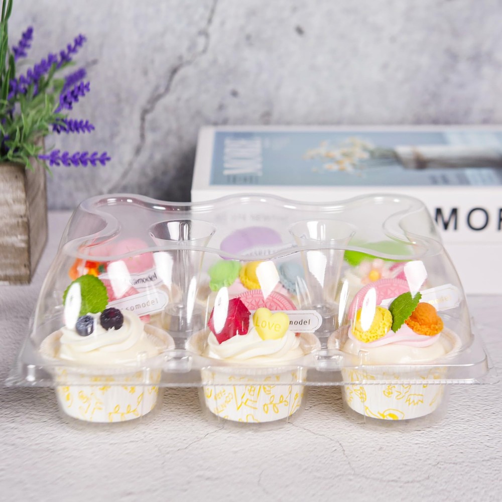 NPLUX 6 Count Cupcake Containers 45 Pack Cupcake Holders Clear Plastic Stacka...