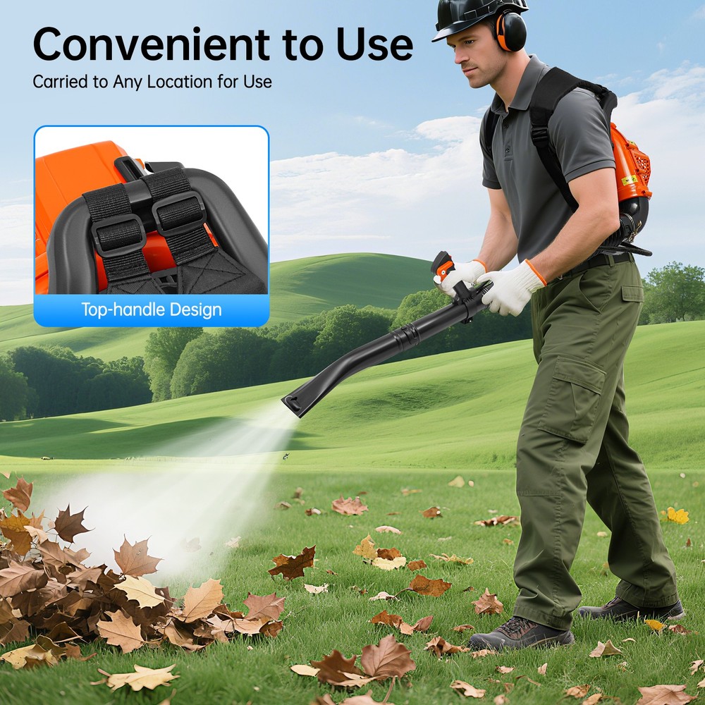 Backpack Leaf Blower 2-Stroke Backpack Lawn Grass Blower Adjustable Air Volume