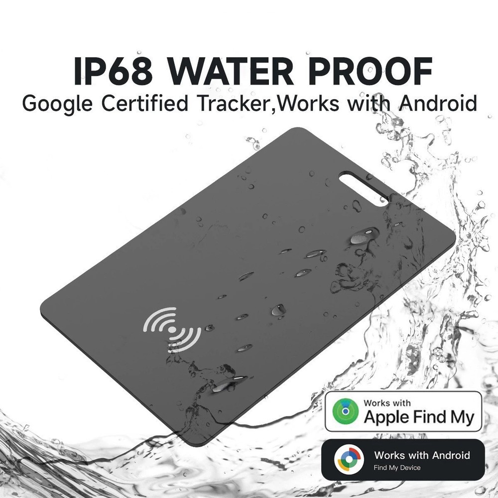Bluetooth Rechargeable Wallet Tracker Card IP68 For iPhone Apple Find My &Google
