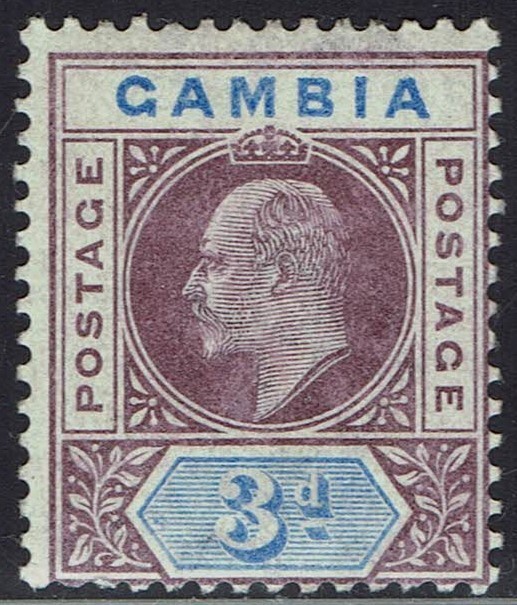 GAMBIA 1902 KEVII 3D WMK CROWN CA