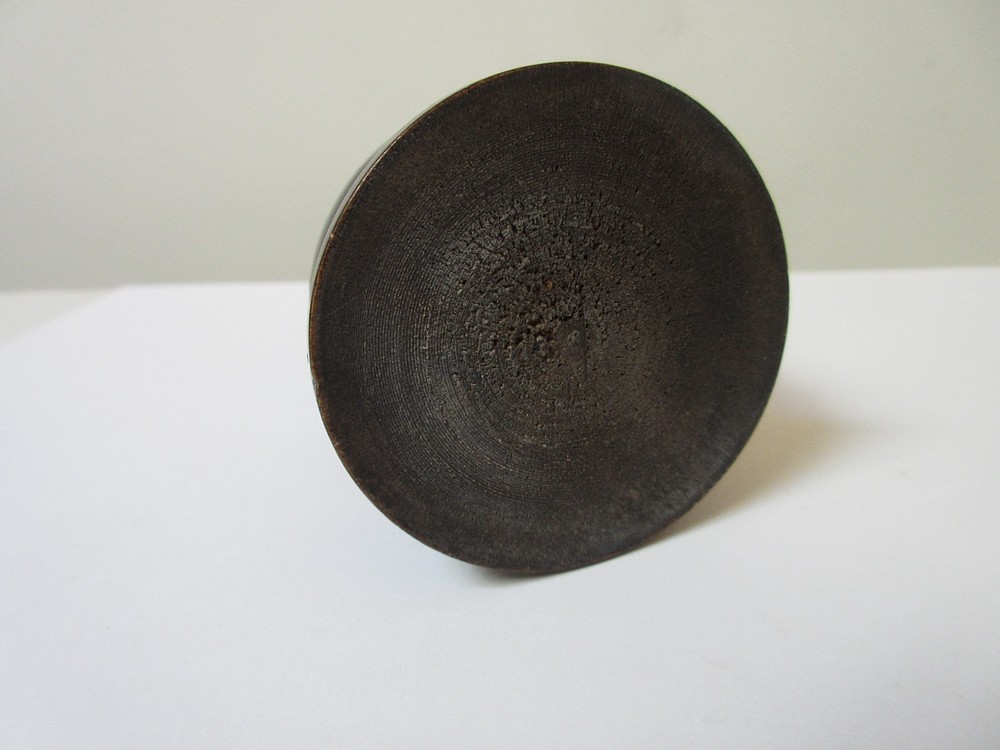 Antique Mauchline Ware Match Holder Hand-Colored Geometric Design