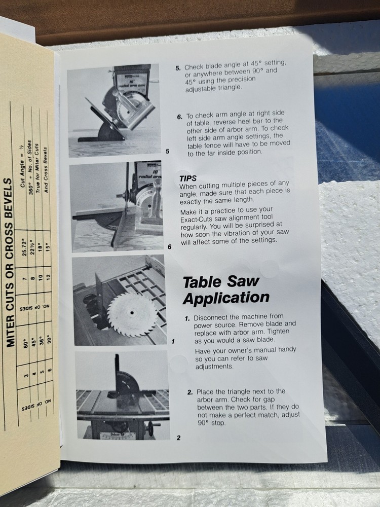 Exact Cuts Adjustable Square Use With Radial And Table Saws