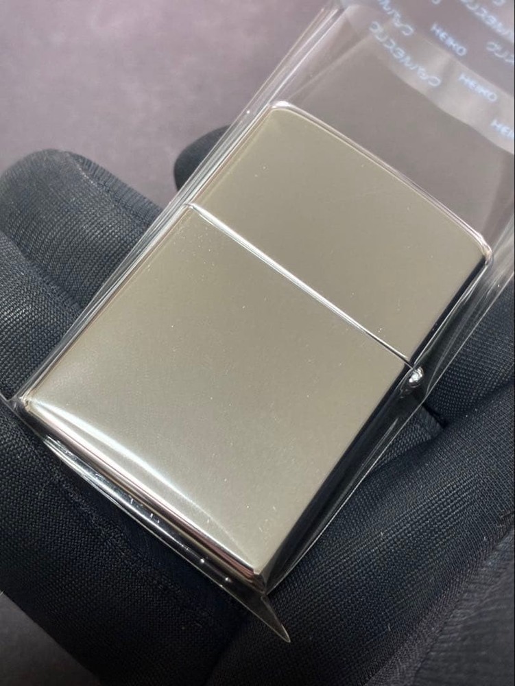 Zippo Fire Etching Engraved Silver One Sided Processing Lighter Regular Japan