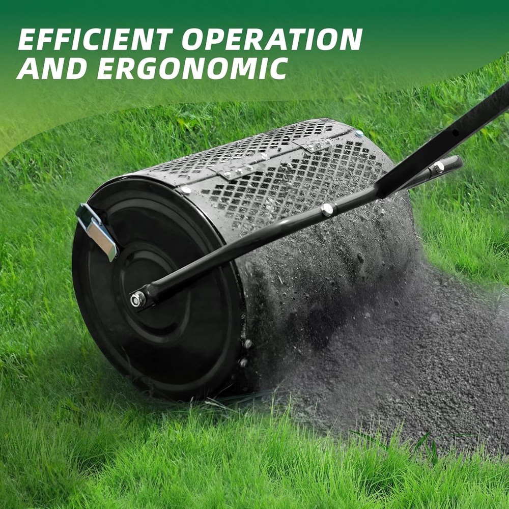 Adjustable Heavy-Duty Lawn Spreader for Even Compost Distribution – Black Finish