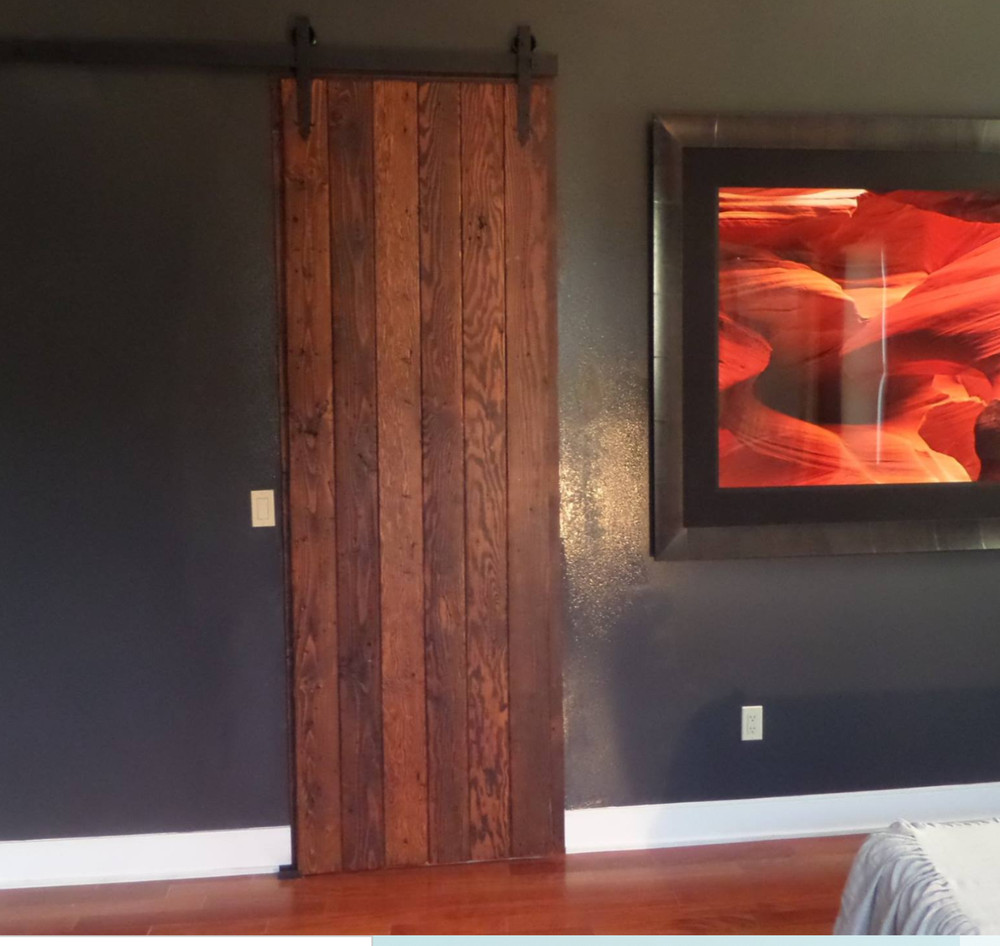 Rustic solid reclaimed wood plank square barn doors custom U choose size w/ rail
