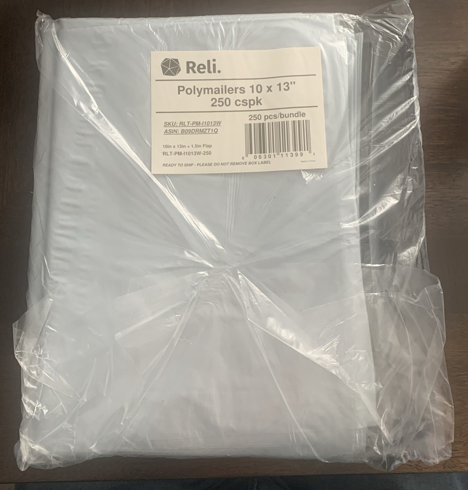 Reli Polymailers 10”x13” 250 Pieces Bundle Waterproof
