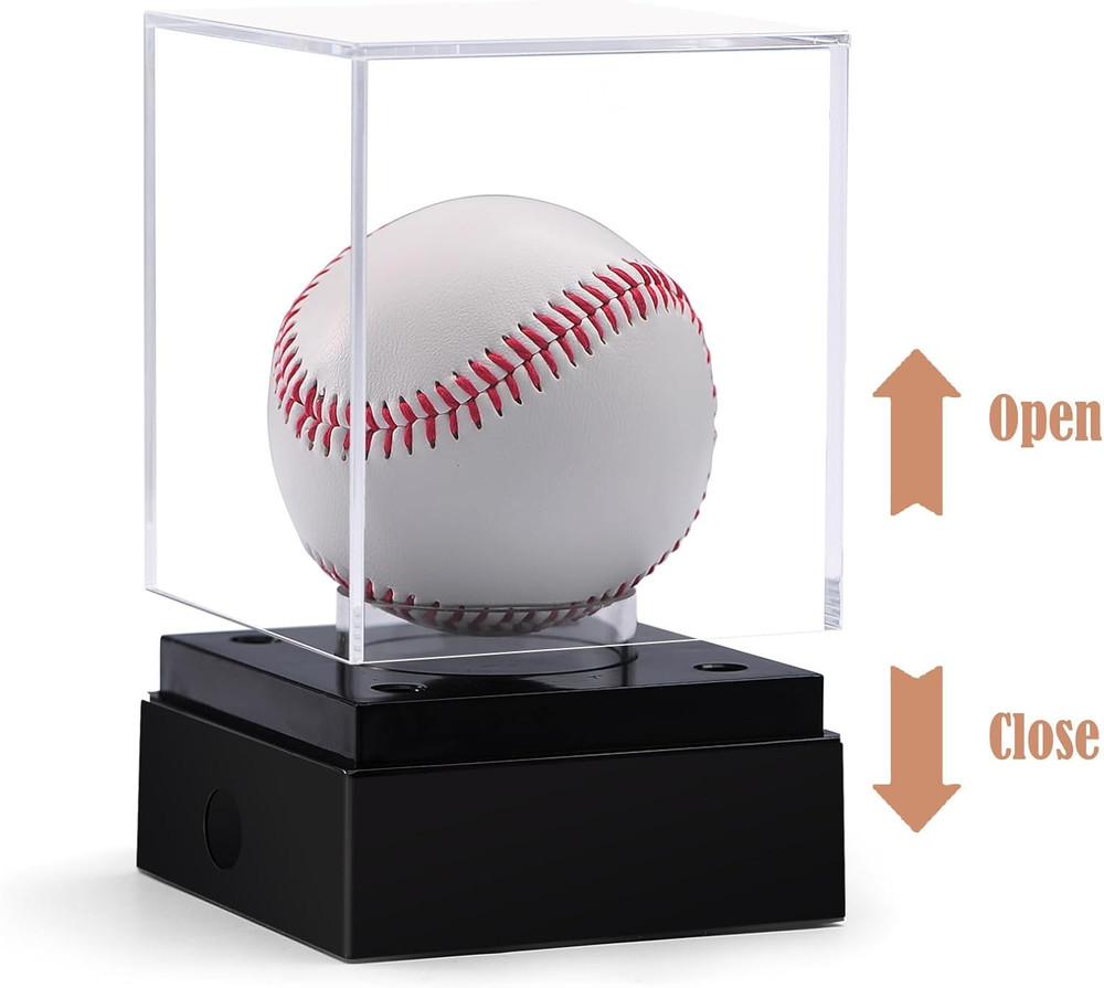 Clear Baseball Display Case with Led Light, Lighted Baseball Case for Display, A