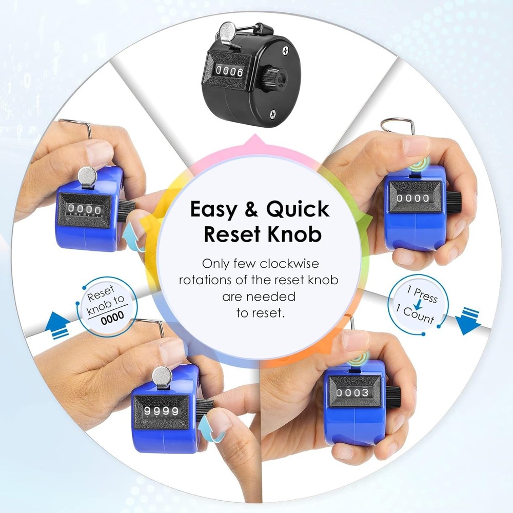 6 Pack Handheld 4-Digit Mechanical Clicker Counter for Coaching Crafts
