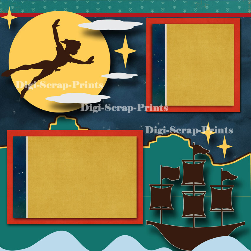 PETER PAN 2 premade scrapbook pages paper piecing printed layout DIGISCRAP A0306