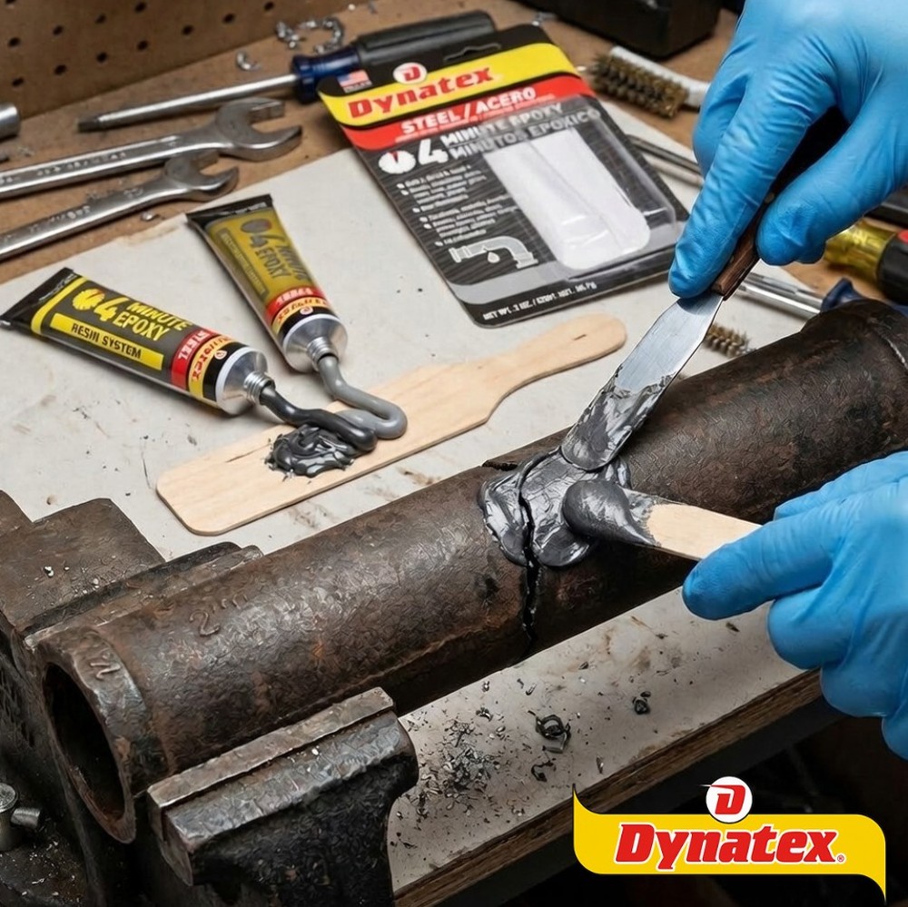 Dynatex 4 Min Steel Epoxy 2 oz - Fast Set Drillable (3-Pack)