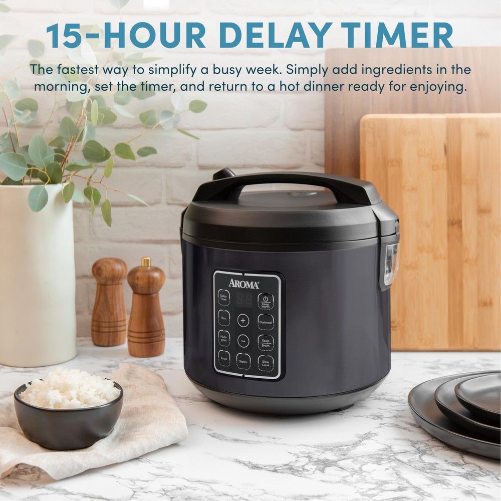 12-Cup (Cooked) Digital Rice & Grain Multicooker (ARC-966BD), Black