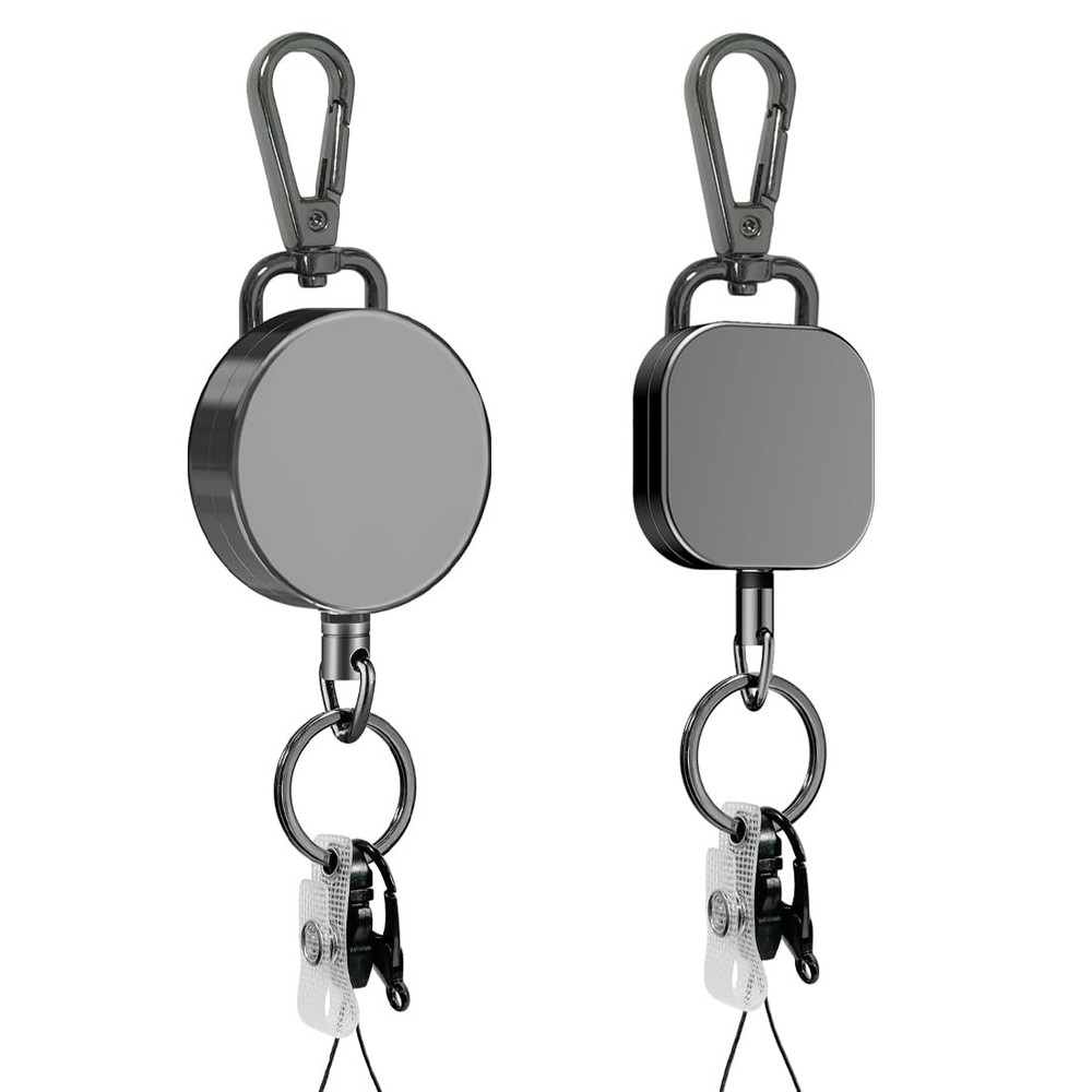 Retractable Badge Glossy Black+Small Black(Square), Black