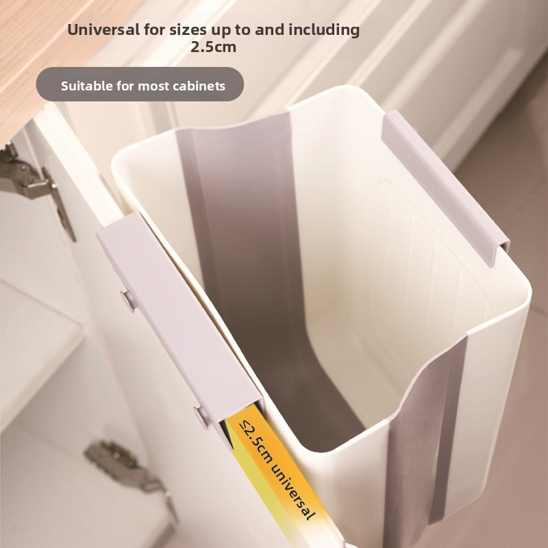 Collapsible Hanging Trash Can , Multi-Use for Kitchen, Office & Bathroom (Grey)