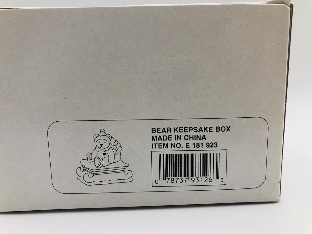 Christmas Bear Keepsake Trinket Box Oneida Home, Sleigh, Tree