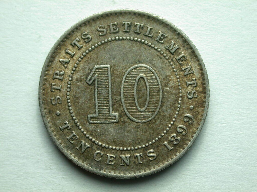 Straits Settlements 1899 10 Cents Silver