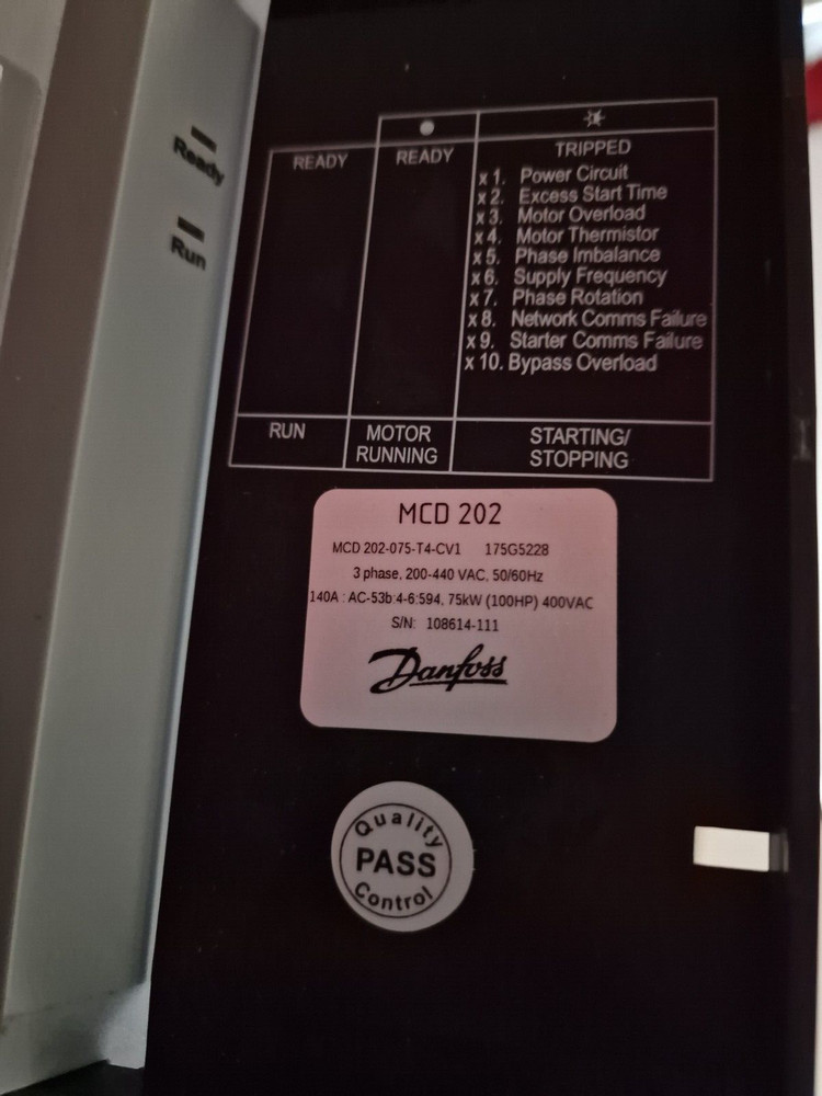 DANFOSS MCD202 75kW 3phase SOFT STARTER MCD 202-075-T4-CV1 / Danfoss VLT MCD 202