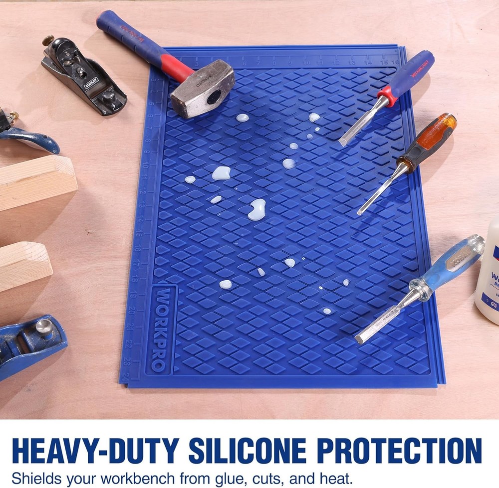 WORKPRO Silicone Workbench Glue Mat Non-Stick Pad Protector Measurement Grid NEW