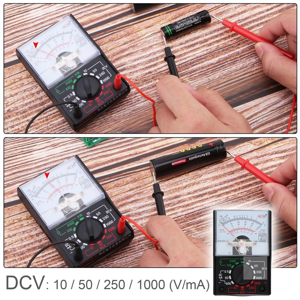 Smgda Analog Multimeter, AC/DC Volt 1000V Voltmeter Amp Ohm Black