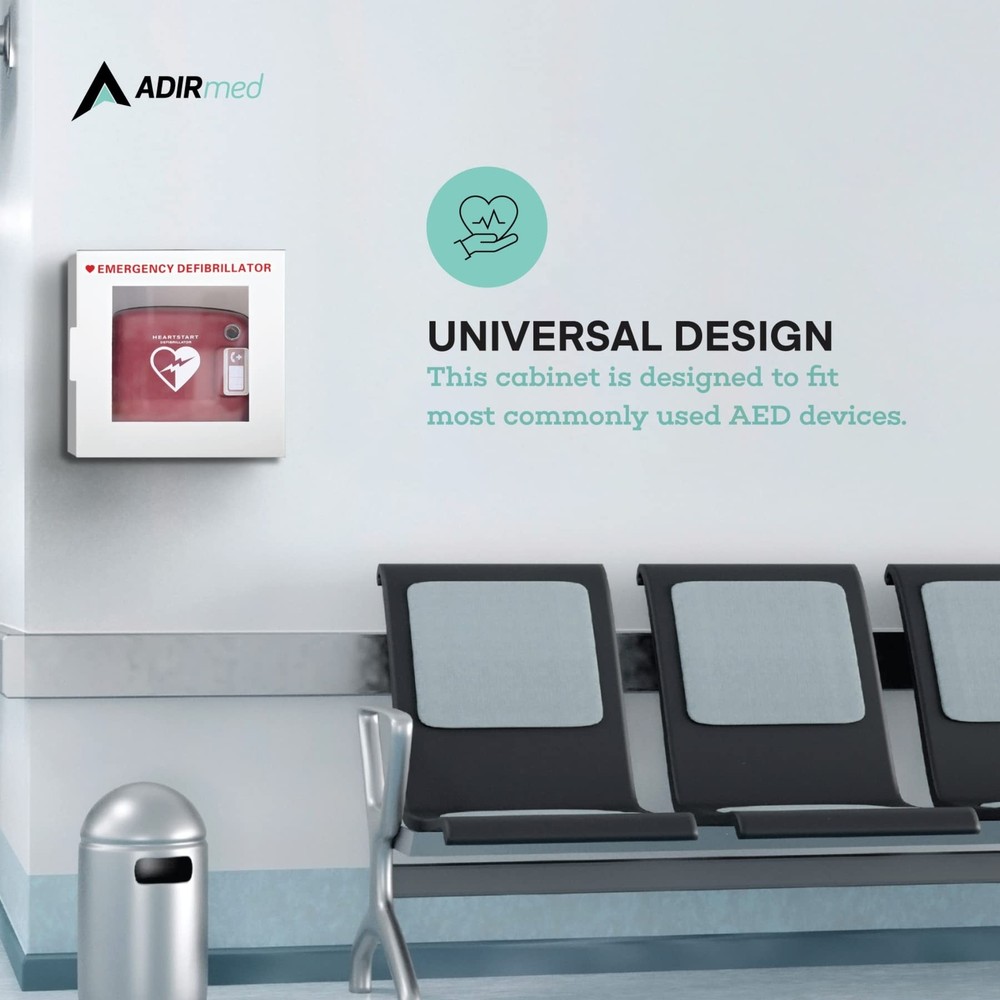 AdirMed AED Cabinet, Non Alarmed AED Defibrillator Wall Mounted, Easy Access ...