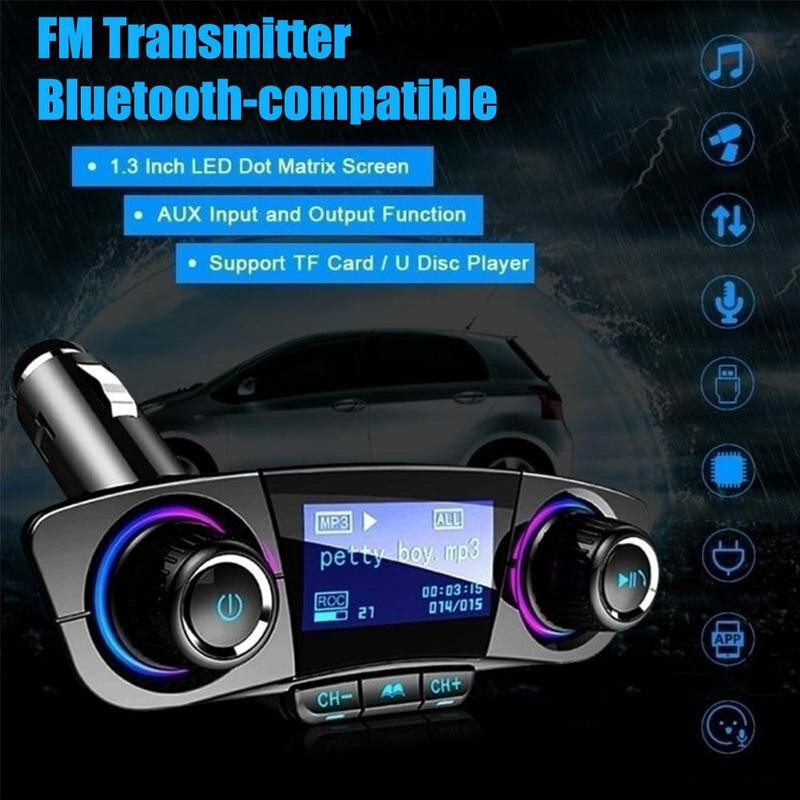 Dual USB Car Audio MP3 Player FM Transmitter Aux Charge Modulator Bluetooth 4.0