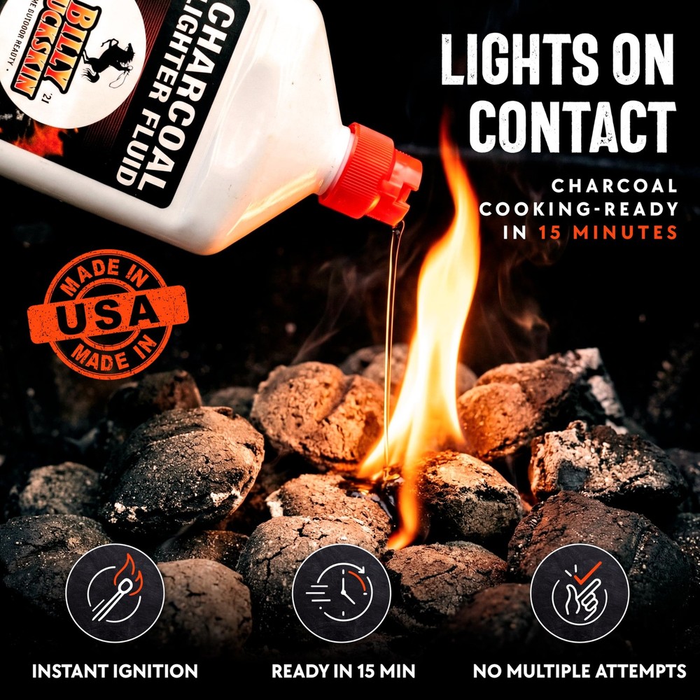 Charcoal Lighter Fluid (1 Quart) - Clean Burning, Low Odor & Fast 1 Pack
