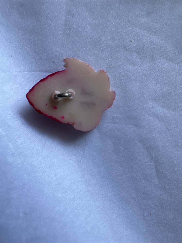 Two Tiny Vintage Plastic Strawberry Buttons