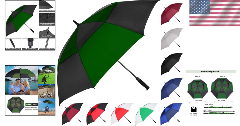 Oversize Double Canopy Golf Umbrella Waterproof 68 Inch