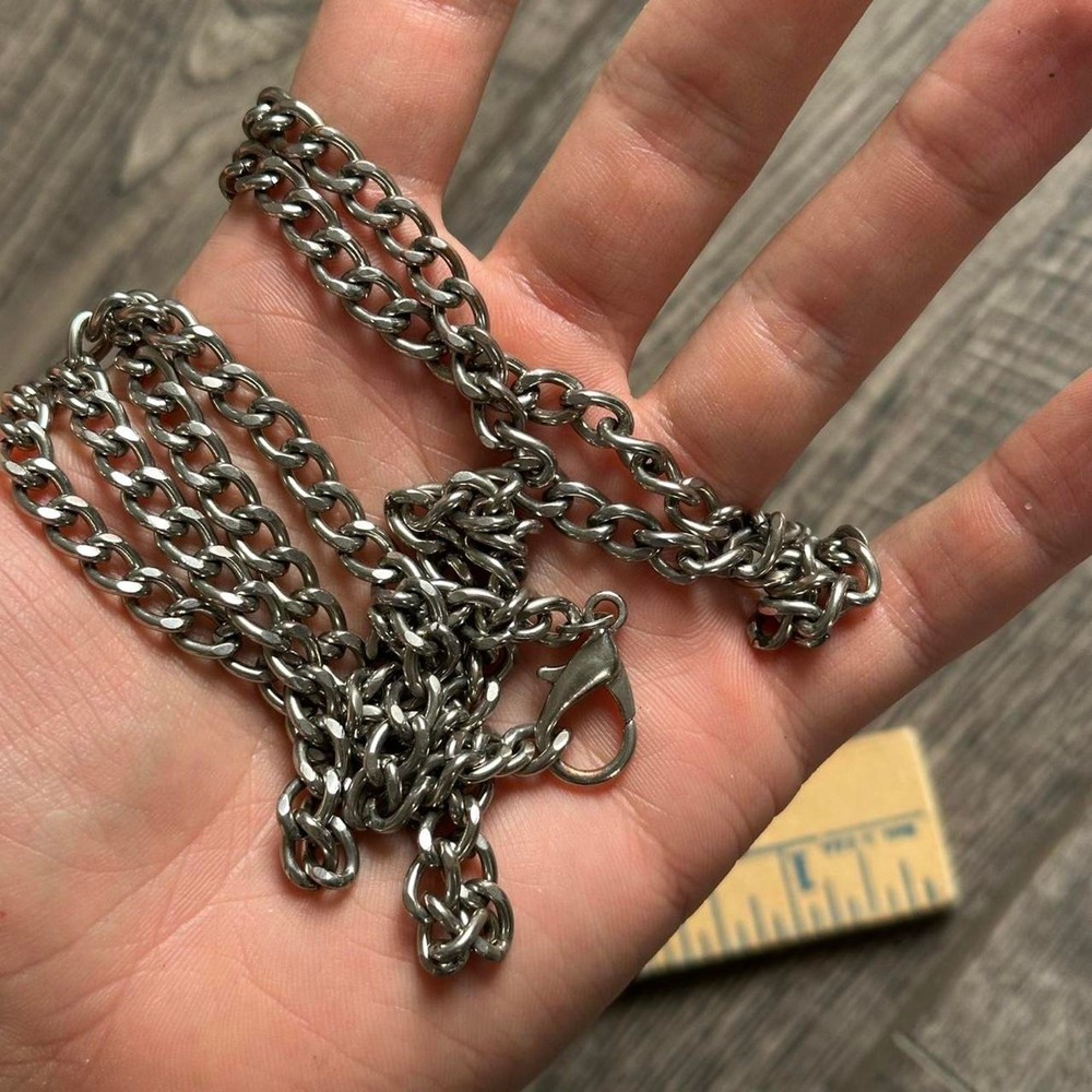 Huge Long 38” Silver Cuban Link Chain Necklace