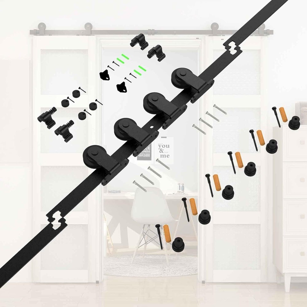 4FT-20FT Sliding Barn Door Hardware Track Single/Double Doors Kit,Closet/Kitchen