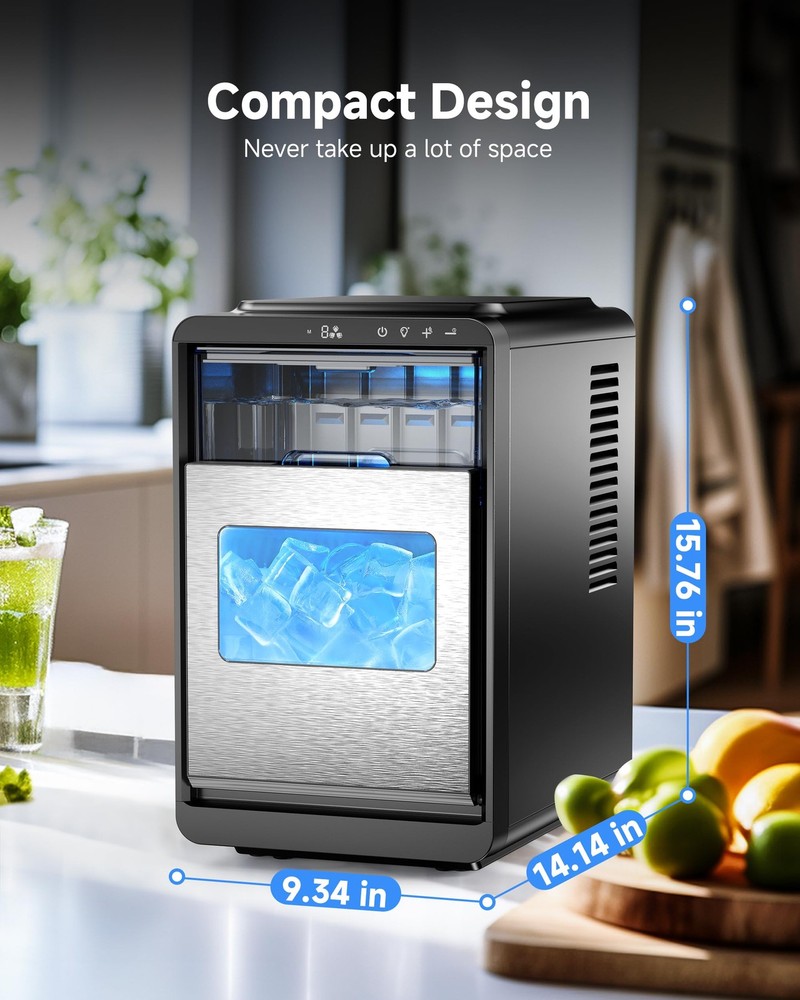 Crescent Ice Maker Countertop, 35Lbs/24H, Clear Ice Maker with Self-Cleaning ...