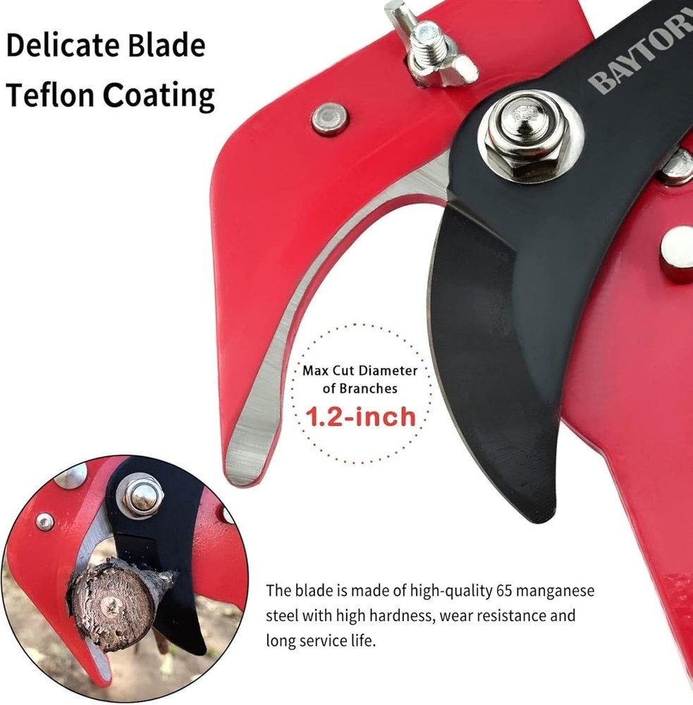 Extendable Tree Pruner Saw with Pulley System for High Branches