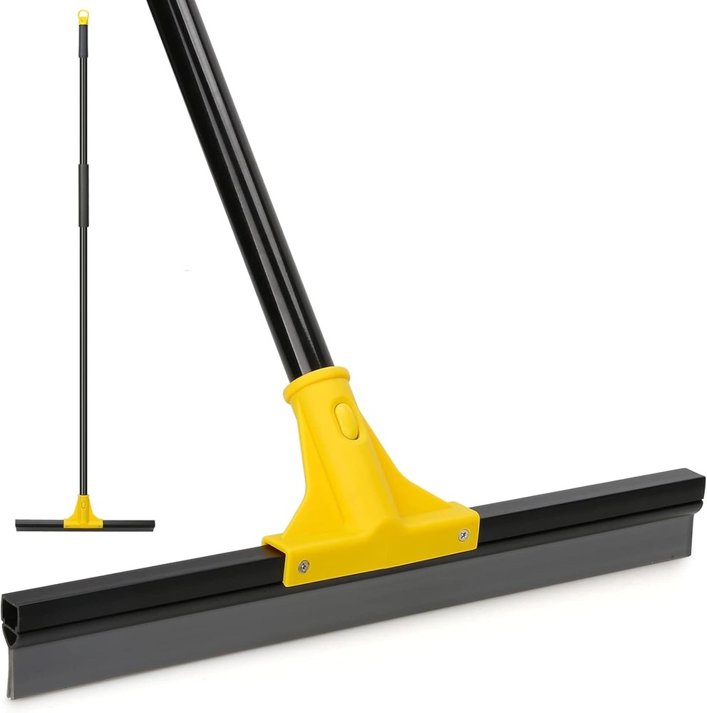 Squeee Broom for Floor, 18'' Heavy Duty Rubber Wiper '' Long Handle for