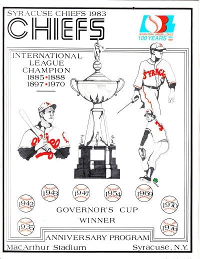 Syracuse Chiefs 1983 Baseball Program Program Cover On 12x8in Metal Sign